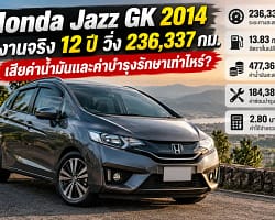 Honda Jazz GK 2014 ใช้งานจริง 12 ปี วิ่ง 236,337 กม. เสียค่าน้ำมันและค่าบำรุงรักษาเท่าไหร่? Honda Jazz GK_ 12-Year Ownership Costs